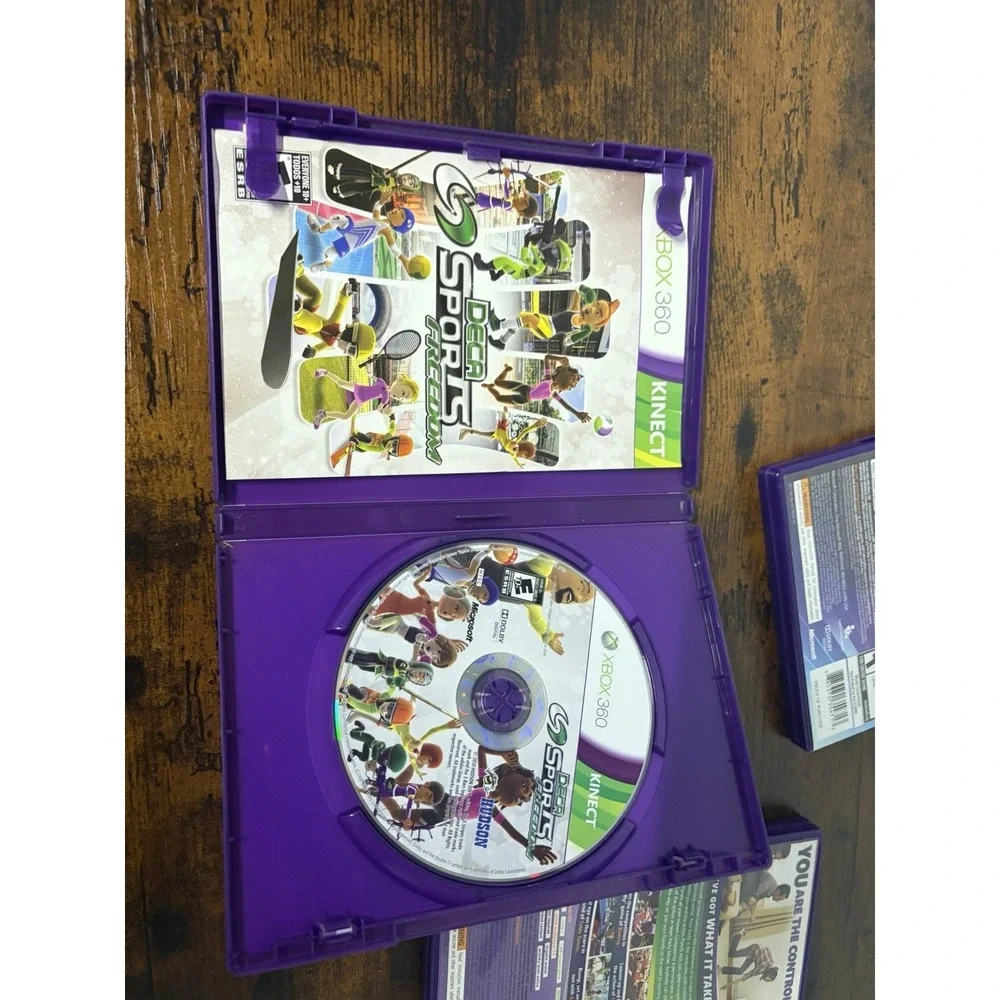 Microsoft Xbox 360 Kinect Sports Video Game Lot, Deca Sports, Dance Central 2